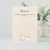 white pumpkins fall harvest wedding  enclosure card (Standing Front)