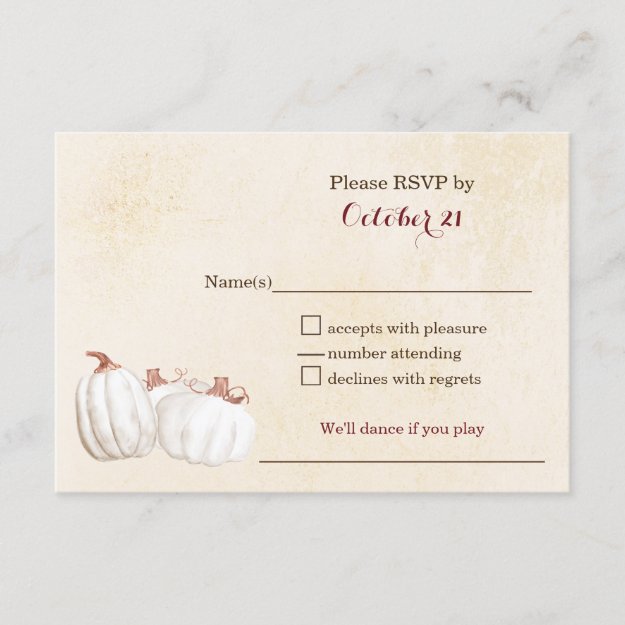 white pumpkins fall harvest wedding RSVP