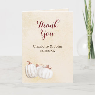 white pumpkins fall harvest wedding thank you card
