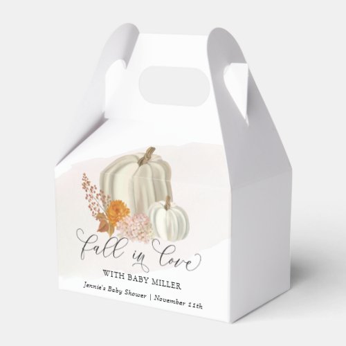 White Pumpkins Fall in Love Baby Shower Customized Favor Boxes
