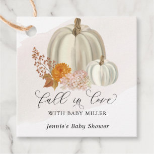 White Pumpkins Fall in Love Baby Shower Customized Favor Tags