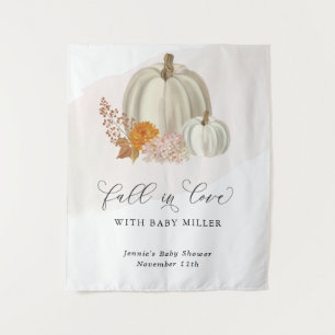 White Pumpkins Fall in Love Baby Shower Customized Tapestry