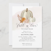 White Pumpkins Fall in Love Baby Shower Invitation