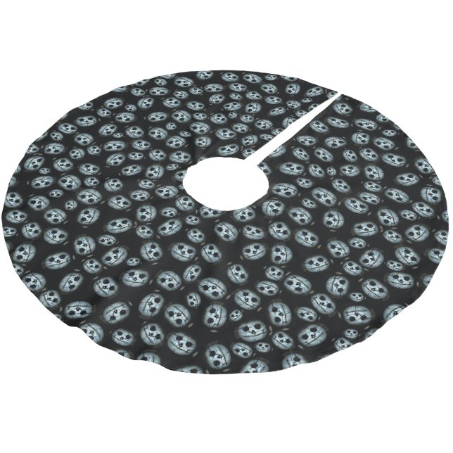White Pumpkins Halloween Brushed Polyester Tree Skirt (Angled)