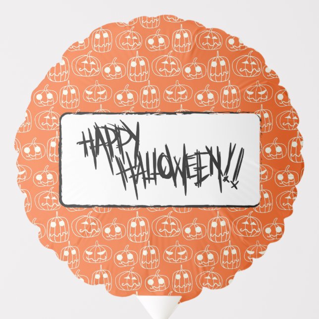 White Pumpkins Halloween Pattern Balloon (Front)