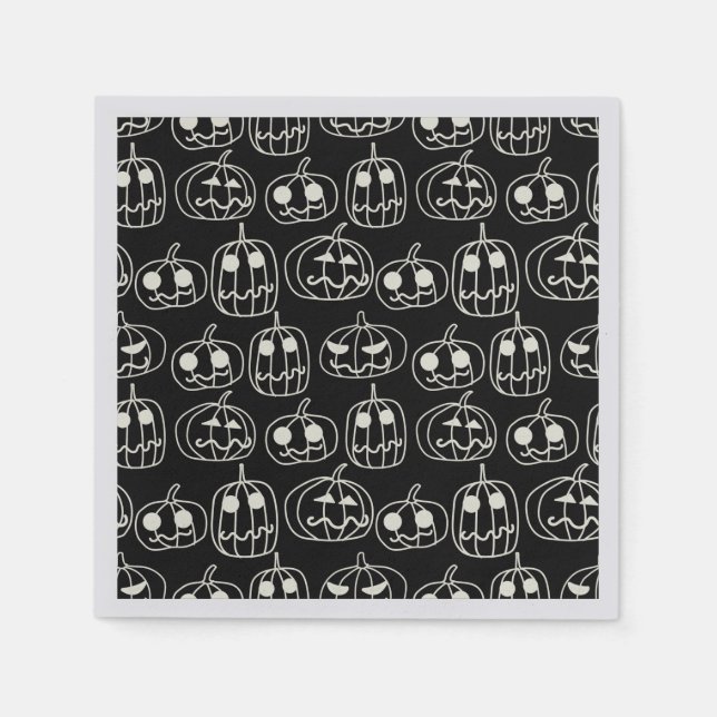 White Pumpkins Halloween Pattern Napkins (Front)
