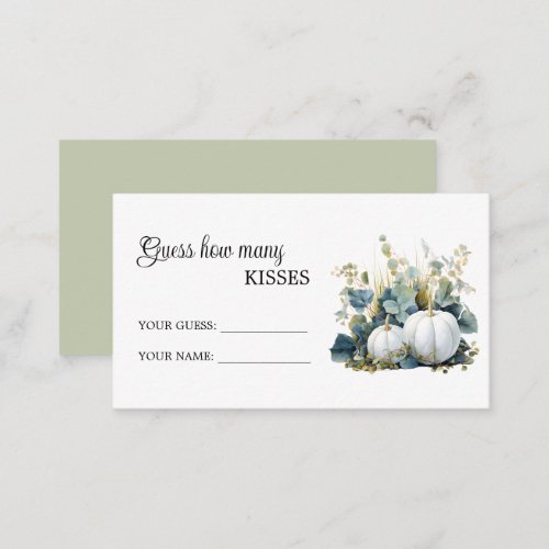 White pumpkins How Many Kisses Bridal Shower Game  Enclosure Card