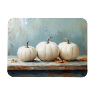 White Pumpkins on Vintage Blue Table Flexible Magnet