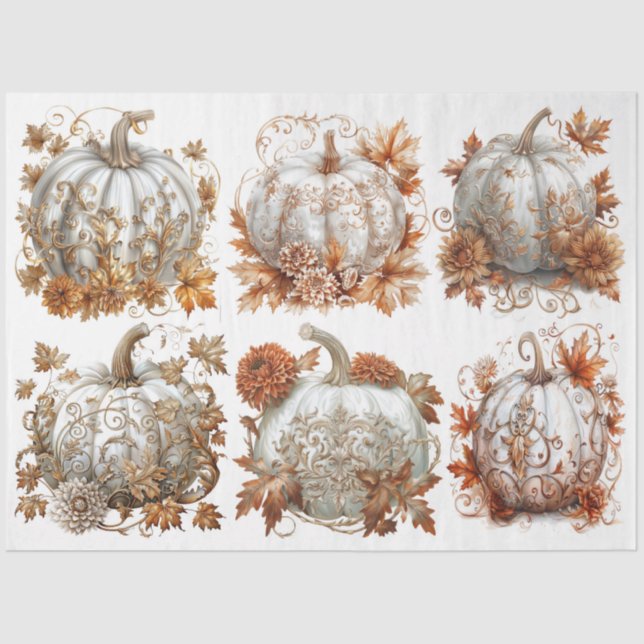 White Pumpkins Tissue Paper (Front)