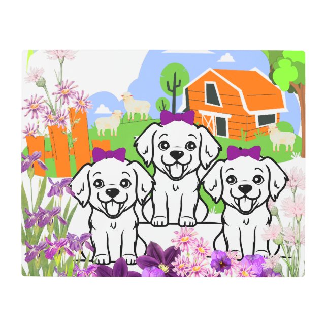 White Puppies Metal Print (Front)