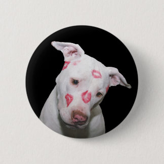 White Puppy Dog Love, Sealed with Lipstick Kisses Pinback Button