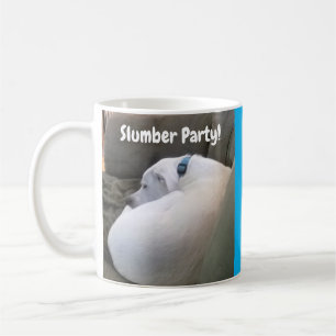 White Puppy Dog Slumber Party Blue Hot Chocolate Coffee Mug