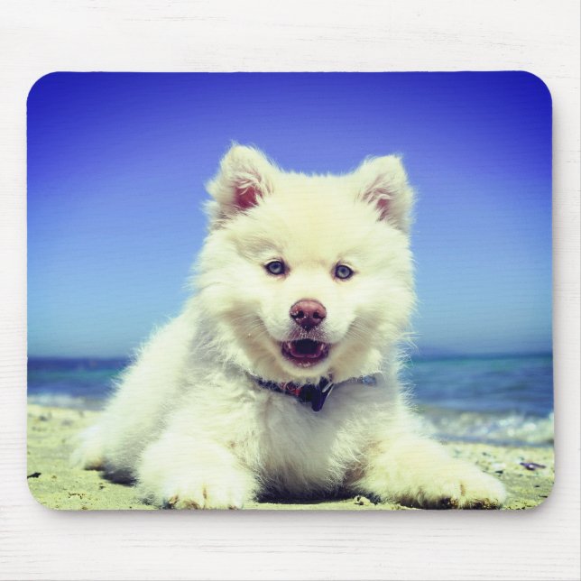 White Puppy Mouse Pad (Front)