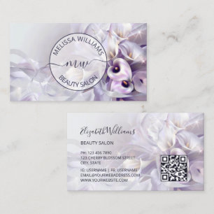 White Purple Calla Flower Logo Business Card