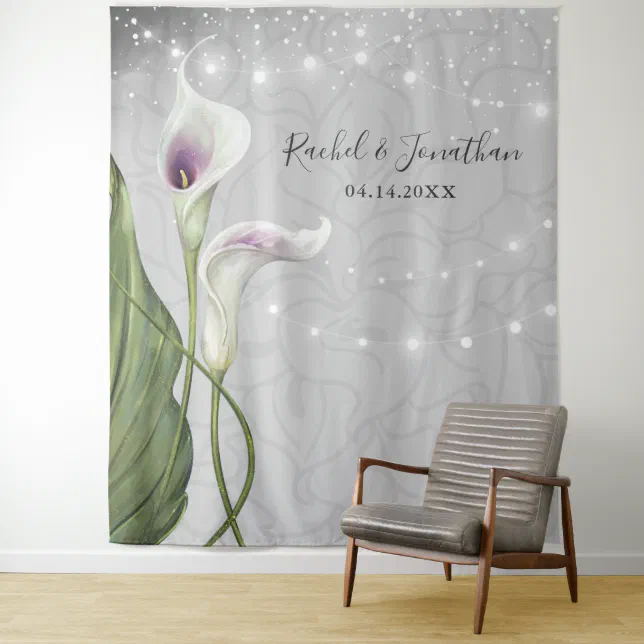 White Purple Calla Lily Photo Backdrop Tapestries | Zazzle