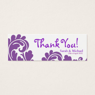 White & purple damask Wedding favor Gift tag