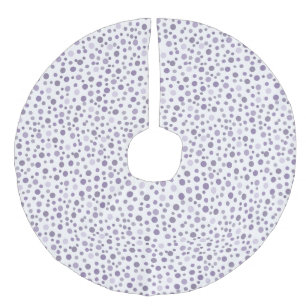 White Purple Dots Christmas Faux Linen Tree Skirt