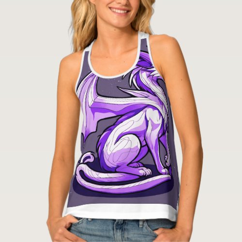 White purple dragon cat with wings the wizard  tank top