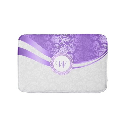 White  Purple Dynamic Geometric Design Bath Mat