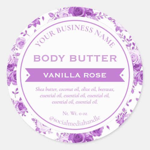 White Purple Floral Country Rose Product Labels