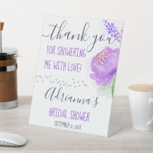White/Purple Floral Thank You Bridal Shower