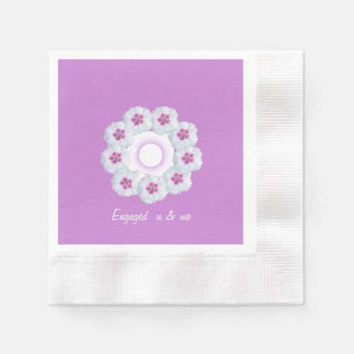 White Purple flower design paper napkins 
