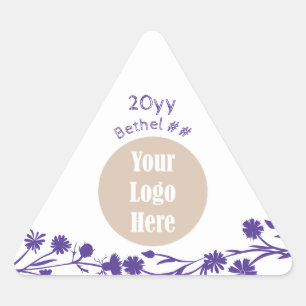 White, Purple Flowers Job's Daughters Party Favor Triangle Sticker