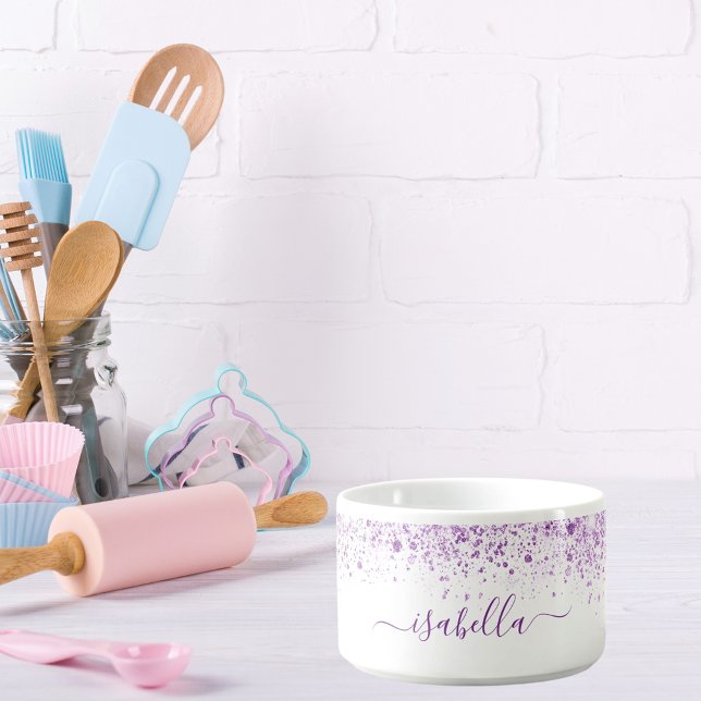 White purple glitter name script bowl (Creator Uploaded)