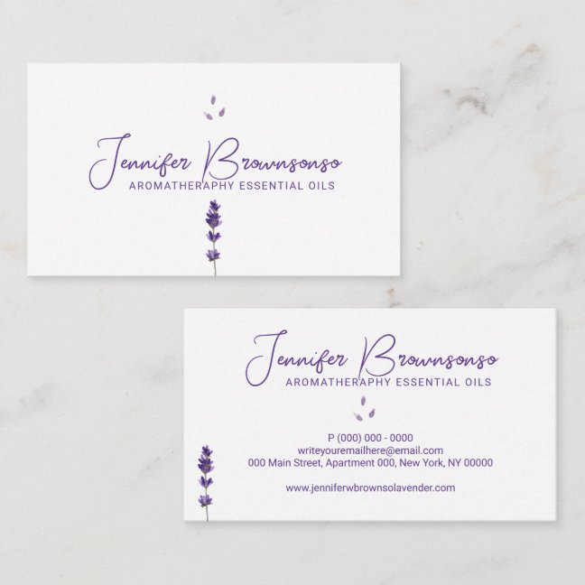 White Purple Lavender Business Card