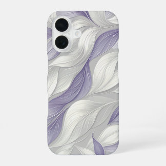 White Purple Leaf Elegant Pattern iPhone 16 Case