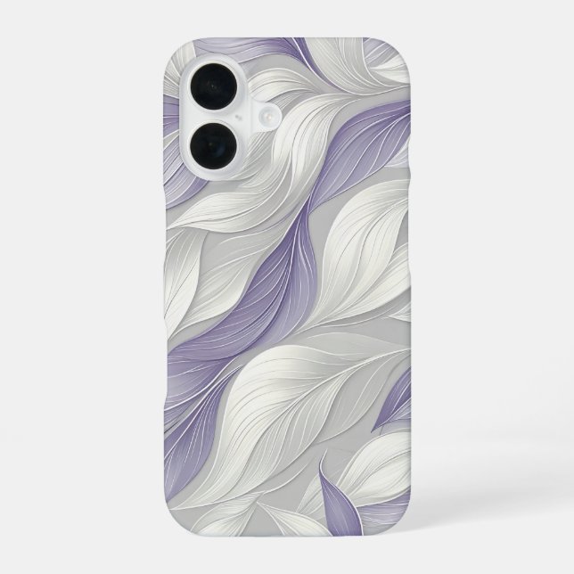White Purple Leaf Elegant Pattern iPhone Case (Back)