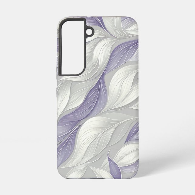 White Purple Leaf Elegant Pattern Samsung Galaxy Case (Back)
