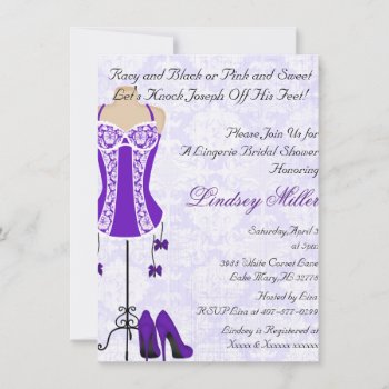 White & Purple Lingerie Bridal Shower Invite by Zulibby at Zazzle