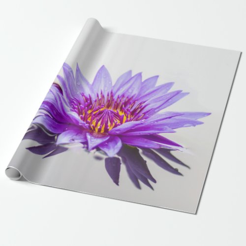 White Purple Lotus Flower Zen Wrapping Paper