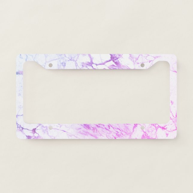 White & Purple Marble License Plate Frame Vs 3 (Front)