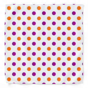 White Purple Orange Polka Dots Pattern Bandana