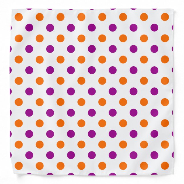 White Purple Orange Polka Dots Pattern Bandana (Front)