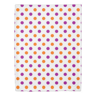 White Purple Orange Polka Dots Pattern Duvet Cover