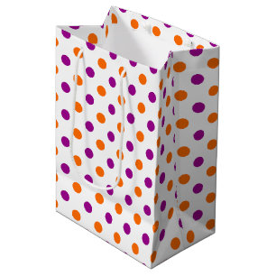 White Purple Orange Polka Dots Pattern Medium Gift Bag