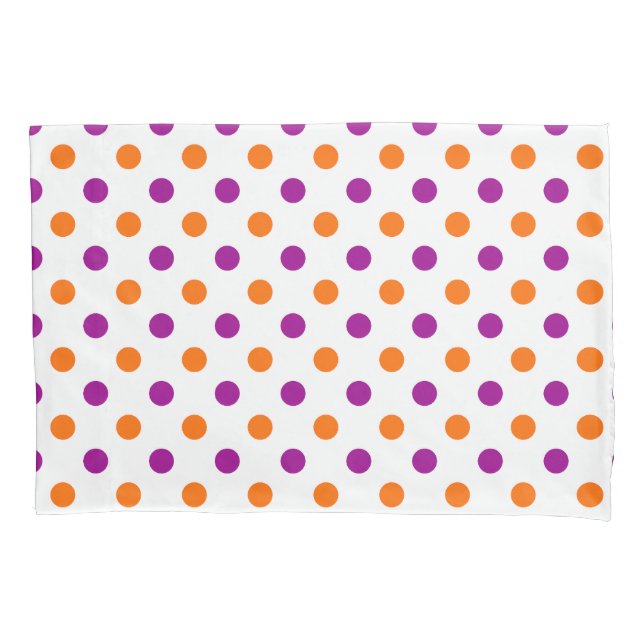 White Purple Orange Polka Dots Pattern Pillow Case (Front)