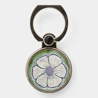 White & purple pansy phone ring stand