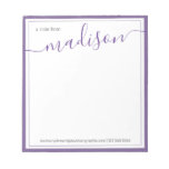 White Purple Personalized Name From The Desk Of Notepad at Zazzle