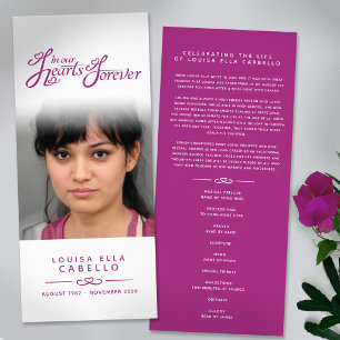 White purple photo slim funeral program Rack Card