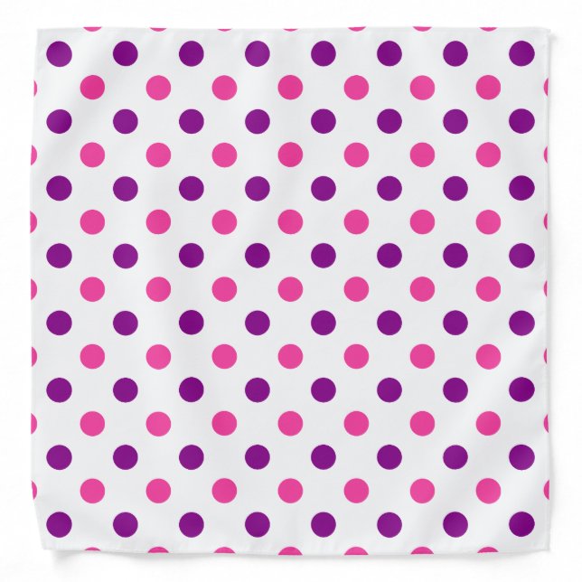 White Purple Pink Polka Dots Pattern  Bandana (Front)