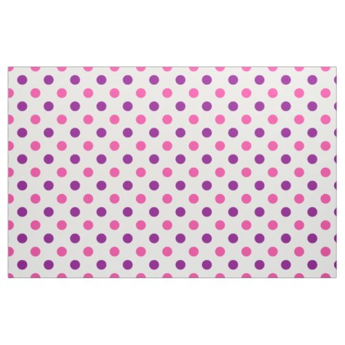 White Purple Pink Polka Dots Pattern  Fabric