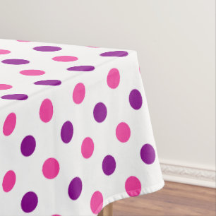 White Purple Pink Polka Dots Pattern Tablecloth