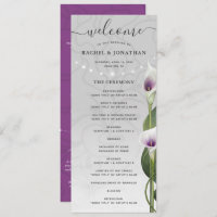 White Purple Watercolor Calla Lily Flowers Wedding