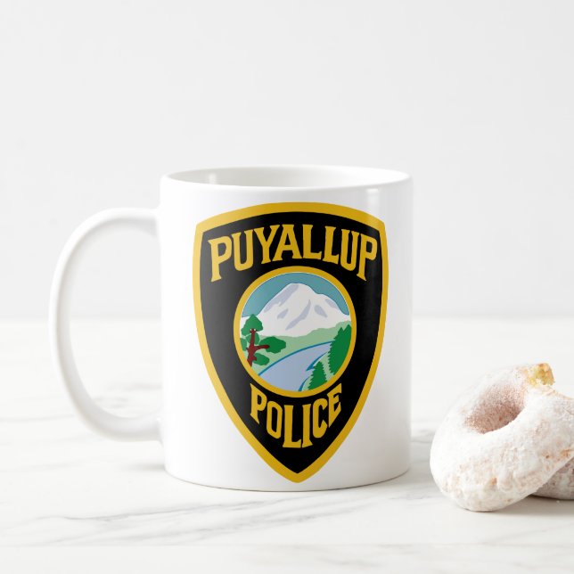White Puyallup Police Mug  (With Donut)