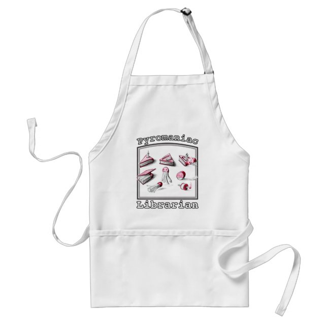 White Pyromaniac Librarian Book Ideas Adult Apron (Front)