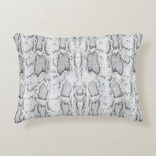 White Python Snake Skin Print Accent Pillow